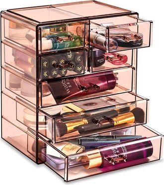 Sorbus 7-Drawer Makeup and Jewelry Storage Case in Brown at Nordstrom Rack