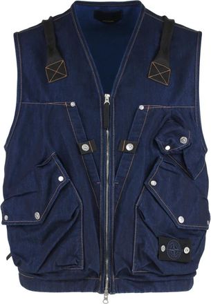 Stone Island Utility Gilet - Heren - Bodywarmers - Blauw - L - Katoen - Jassen