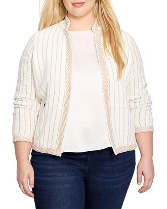 Nic+Zoe Nic+Zoe Plus Pinstripe Notch Collar Knit Jacket