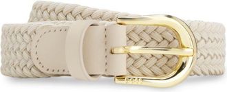 BOSS Woven belt with leather trims