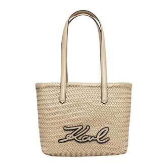 Karl Lagerfeld Tassen, Dames, Beige, ONE Size, Leer, K/Signature Tote