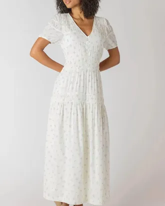 Dex Clothing Floral Charm Midi Dress In Off White