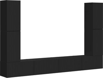 vidaXL Conjunto De Mueble De Tv 8 Uds. Negro Madera De Ingenier&iacute;a Vidaxl