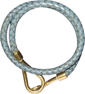 Hermès Pre-owned Womens Hermès Jumbo H Bracelet in Blue Leather - Gold Metal - One Size