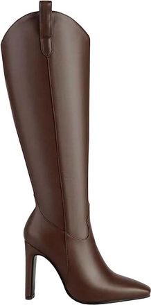 Generic Womens Pointed Toe Side Zipper Knee High Boots Square Heel Fashion Commuting Long Booties