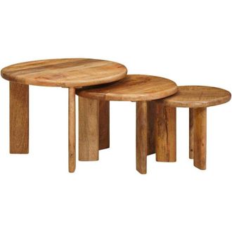 vidaXL Nesting Coffee Tables 3 pcs Brown Solid Mango Wood vidaXL