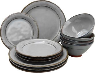 Gibson Home Terranea 12 Piece Dinnerware Set in Grey at Nordstrom