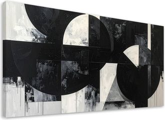 Feeby Impresi&oacute;n De Imagen, Abstracci&oacute;n Geom&eacute;trica Negro Blanco, 120x60