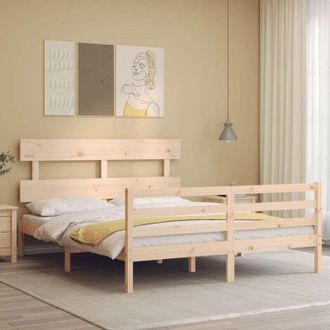 vidaXL Estructura De Cama De Matrimonio Con Cabecero Madera Maciza Vidaxl