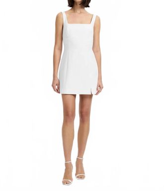 French Connection Azra Slit Front Twill Dress In Summer White