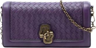 Bottega Veneta Pre-owned Cross Body Bags, female, Purple, Size: ONE SIZE Pre-owned Woven Crossbody Bag