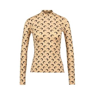 Marine Serre Beige Moon Jersey Second Skin T-Shirt - Dames - Tops - Beige - Maat: L Jersey