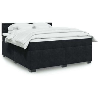 vidaXL Cama Box Spring Con Colch&oacute;n Terciopelo Negro 180x200 Cm Vidaxl