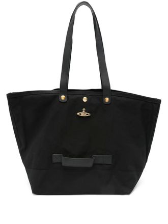 Vivienne Westwood orb-plaque cotton tote bag - Black