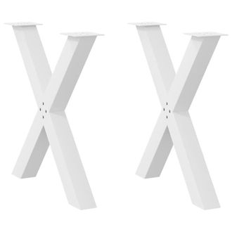 Berkfield Home Dining Table Legs X-Shaped 2 pcs White 80x(72-73) cm Steel
