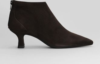 Roberto Festa Milano Esta High Heels Ankle Boots In Dark Brown Suede