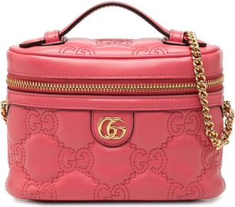 Gucci Pre-owned Gucci Mini GG Marmont Matelasse Calfskin Top Handle Vanity Chain Bag Ladies E6HNESA1G0YA71IH