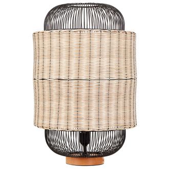 Beliani Beliani - L&aacute;mpara De Mesa De Noche Fabricada En Rat&aacute;n Natural Estilo Boho En Color Natural Y Negro 55 Cm Tanganyika