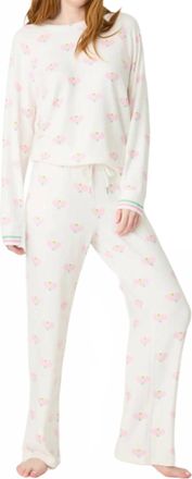 PJ Salvage Peachy Party Pickleball Pant In Ivory/ Pink