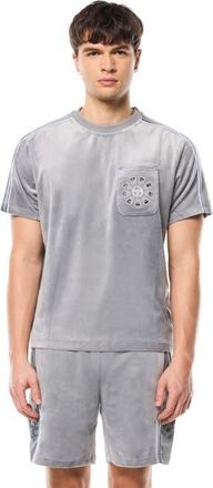 Sergio Tacchini Cresta Velour Pocket T-Shirt in Sleet at Nordstrom, Size Xxx-Large