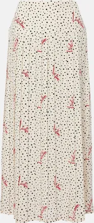 Valentino Polka-dot silk cr&ecirc;pe de chine midi skirt