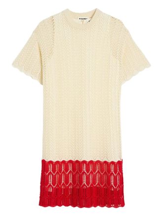 Jil Sander pointelle-detail knitted dress - women - Cotton - 34 - Neutrals