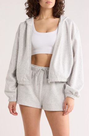 Zella Feather Fleece Zip Hoodie in Grey Light Heather at Nordstrom Rack, Size X-Small