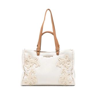 Ermanno Scervino Borsa Shopper Ricamata allUncinetto - - Bags - Donna - Bianco - ONE SIZE