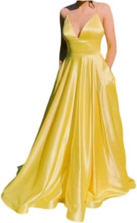 Sherri Hill Spaghetti Strap Prom Dress In Yellow