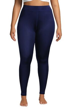Lands End Silk Interlock Long Underwear Leggings Pants in Deep Sea Navy at Nordstrom, Size 2X