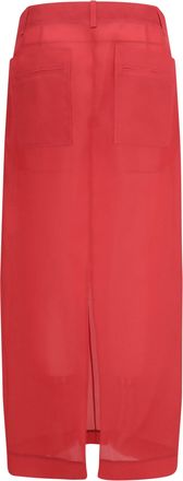 Khaite Womens Lucian Midi Skirt Raspberry Silk