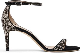Stuart Weitzman Nudist Shine 75 Sandal - Dames - Sandalen met hakken - Zwart - 36 1/2 EU - Leer - Schoenen