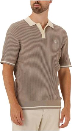 Filling Pieces Leurink Exclusives Fijngebreide Polo - Heren - Polos - Beige - M - Tops
