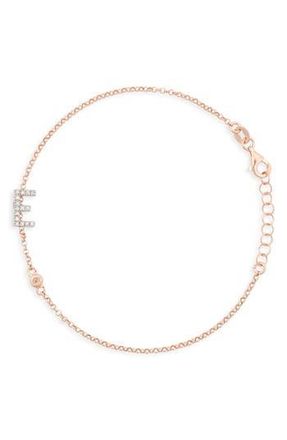 Meshmerise Diamond Initial Bezel Bracelet in Rose-E at Nordstrom Rack
