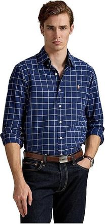 Polo Ralph Lauren Classic Fit Windowpane Oxford Shirt Mens Special Occasion Navy/White : 2XL, Cotton