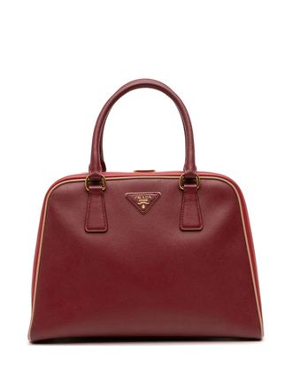Prada 2000-2025 Saffiano Lux Pyramid Frame Top Handle Bag handbag - Red