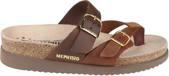 Mephisto Flat Sandalen - Dames - Sandalen - Bruin - 36 EU - Leer - Schoenen