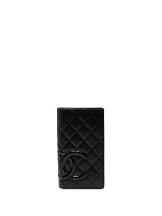 Chanel Portafoglio bi-fold Cambon Ligne in pelle di agnello trapuntata 2009-2010 - Nero
