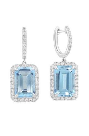 Effy Sterling Silver Blue Topaz & Zircon Drop Huggie Hoop Earrings at Nordstrom Rack