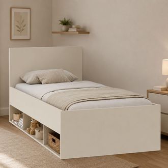 Dmora Cama Individual Lifarare, Tama&ntilde;o Colch&oacute;n 90x190 Cm, Con Compartimentos, Individual, Beige