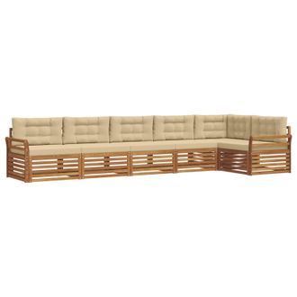 vidaXL Conjunto De Sof&aacute;s De Exterior Con Coj&iacute;n 6 Pcs Natural Y Beige Vidaxl