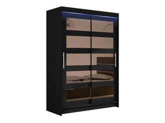 Mirjan24 Armario Closico Pacron Iv, Negro, 200x120x58cm, Puertas De Armario: Correderas, N&uacute;mero De Estantes: 5, Led