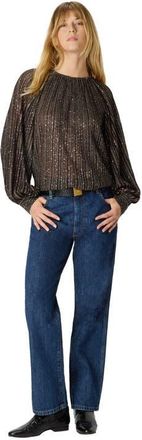 Missoni Flared Crew Neck Sweater With Lam&eacute; Stripes in Black & Brown at Nordstrom, Size 42 It