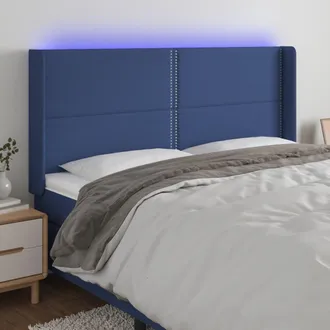 vidaXL Cabecero Con Led De Tela Azul 183x16x118/128 Cm Vidaxl