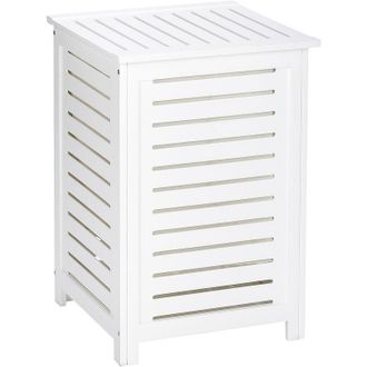WENKO Cesto per la biancheria in legno Oslo, cesto per la biancheria in legno con sacco per la biancheria sporca rimovibile, capacit&agrave; 56L, Legno, 45x65x45