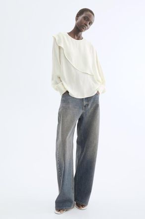 H&M Cape-detail Blouse in Cream at Nordstrom, Size X-Small