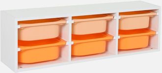 Sweeek Sweeek - Mueble De Almacenamiento Infantil Horizontal, 6 Cajas Coloridas, Sora, Naranja, 97.5x21x29.4 Cm