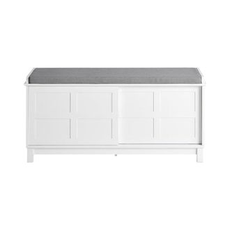 SoBuy Banco Zapatero Con 2 Puertas Correderas Banco De Almacenamianto Con Coj&iacute;n Acolchado De Asiento 114 X 40 X 53 Cm Fsr86-w Sobuy Es