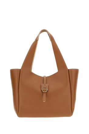 Hogan Beige Leather Shopping Trend Tote Bag