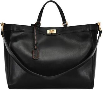 OLD TREND Ixia Genuine Leather Jet Set Travel Tote in Black at Nordstrom